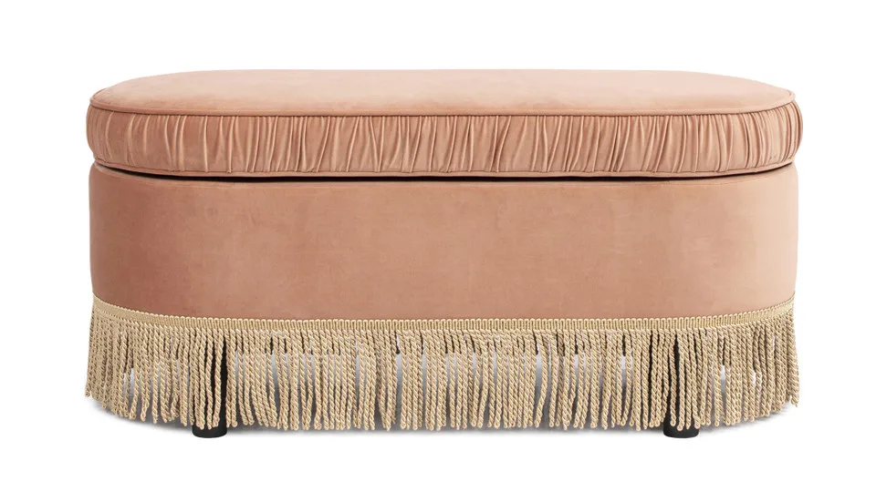 Oval storage bench footstool, peach orange
Oval storage bench footstool, peach orange