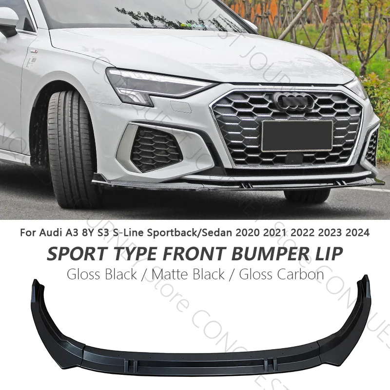 3Pcs For Audi A3 S-Line S3 A3 8Y 2020-2024 Car Front Bumper Lip Body Kits Glossy Black Car Front Lip Audi A3 Accessories Tunning
3Pcs For Audi A3 S-Line S3 A3 8Y 2020-2024 Car Front Bumper Lip Body Kits Glossy Black Car Front Lip Audi A3 Accessories Tunning