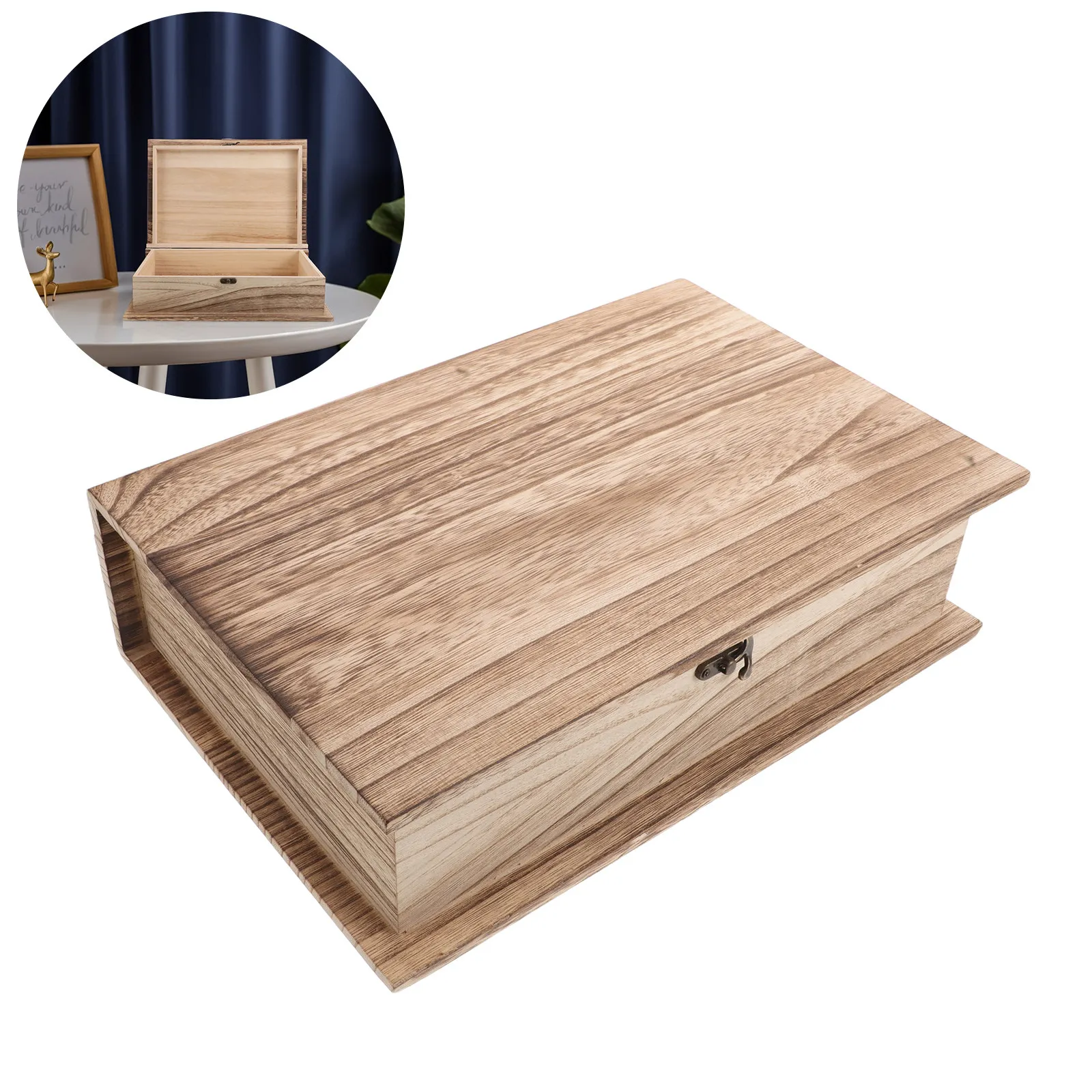 Large Wooden Bible Book Box With Hinged Lid book-shaped Storage Box With Clasp Lock For Jewelry Keepsakes Or Small Mementos
Large Wooden Bible Book Box With Hinged Lid book-shaped Storage Box With Clasp Lock For Jewelry Keepsakes Or Small Mementos