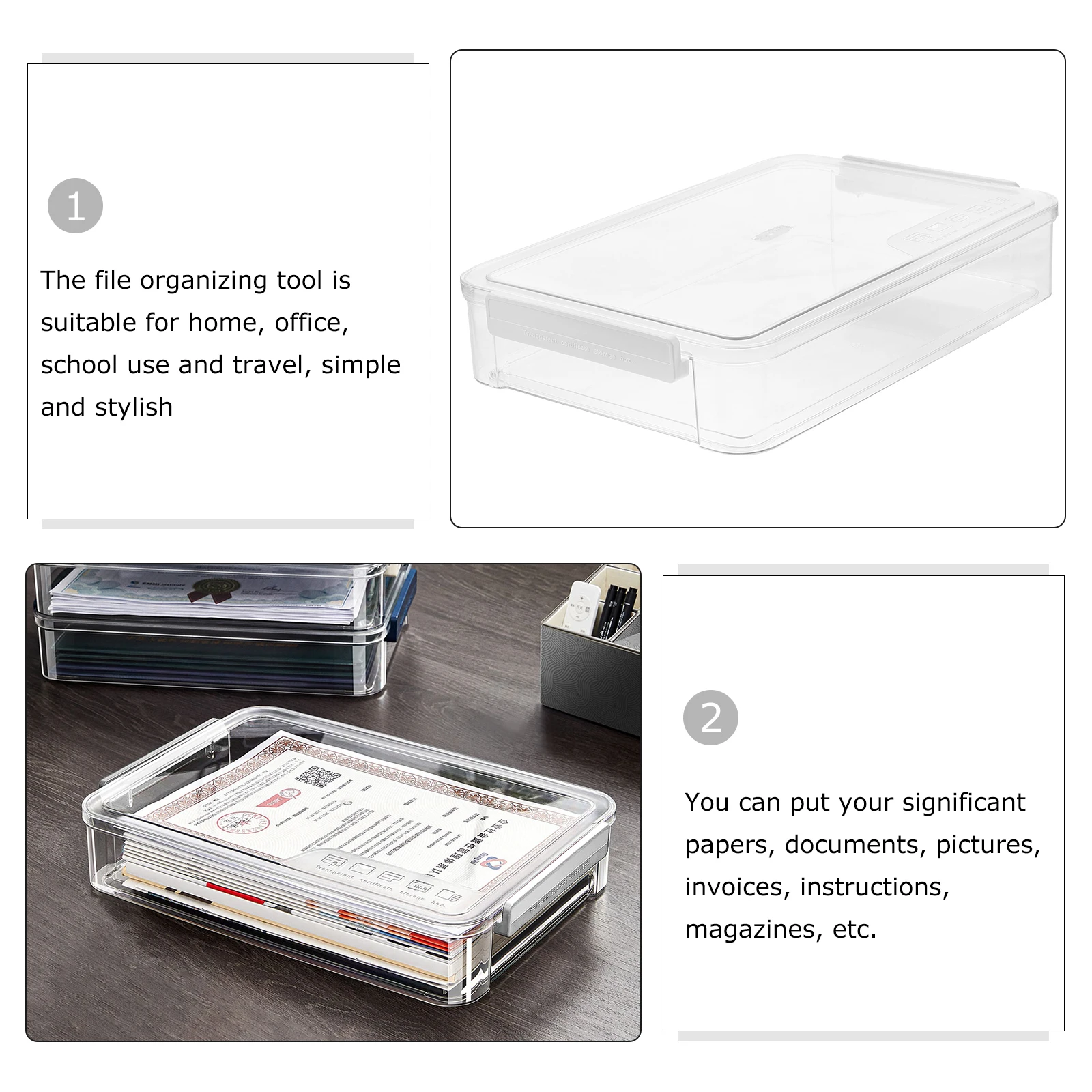 PET ABS File ganizer Box Transparent Design for Office Home School Travel Documents Magazines Paper Storage Wear
PET ABS File ganizer Box Transparent Design for Office Home School Travel Documents Magazines Paper Storage Wear