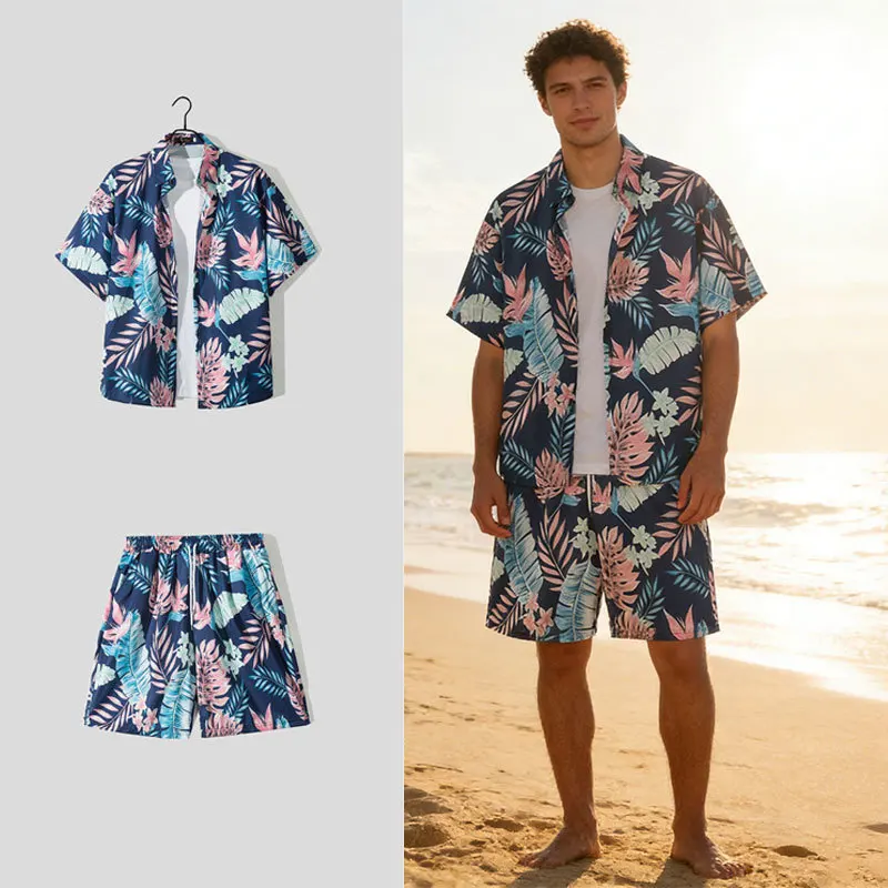 Summer Men Hawaiian Shirts + Shorts Sets Tropical Plant Leaves Printed Holiday Beachwear Short Sleeve Two Pieces Outfits
Summer Men Hawaiian Shirts + Shorts Sets Tropical Plant Leaves Printed Holiday Beachwear Short Sleeve Two Pieces Outfits