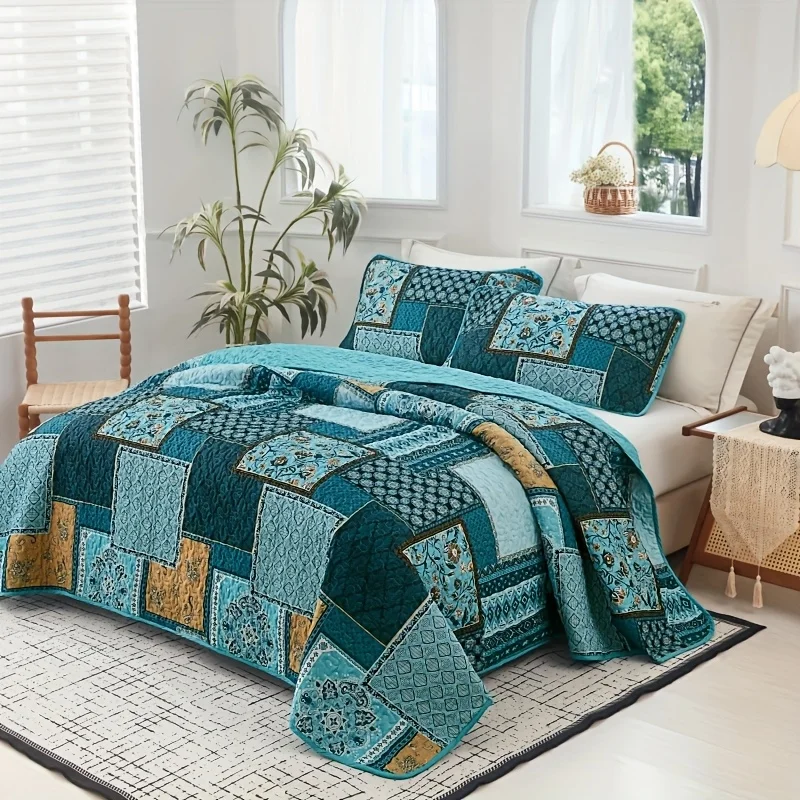 3pcs Quilted Bed Cover Set, Featuring Intricate And Exquisite Pattern Splicing Design, Including 1 Bed Cover And 2 Pillowcases,
3pcs Quilted Bed Cover Set, Featuring Intricate And Exquisite Pattern Splicing Design, Including 1 Bed Cover And 2 Pillowcases,