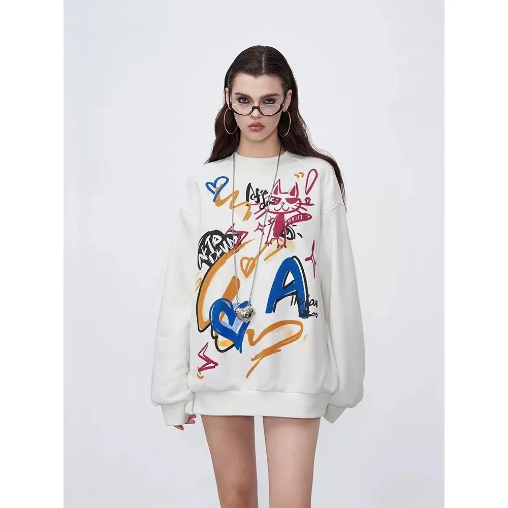 Unisex Oversized Graffiti Printed Hoodies with Crew Neck Spring Autumn Cotton Pullover Hoodie Women Hoodies Women Goth
Unisex Oversized Graffiti Printed Hoodies with Crew Neck Spring Autumn Cotton Pullover Hoodie Women Hoodies Women Goth