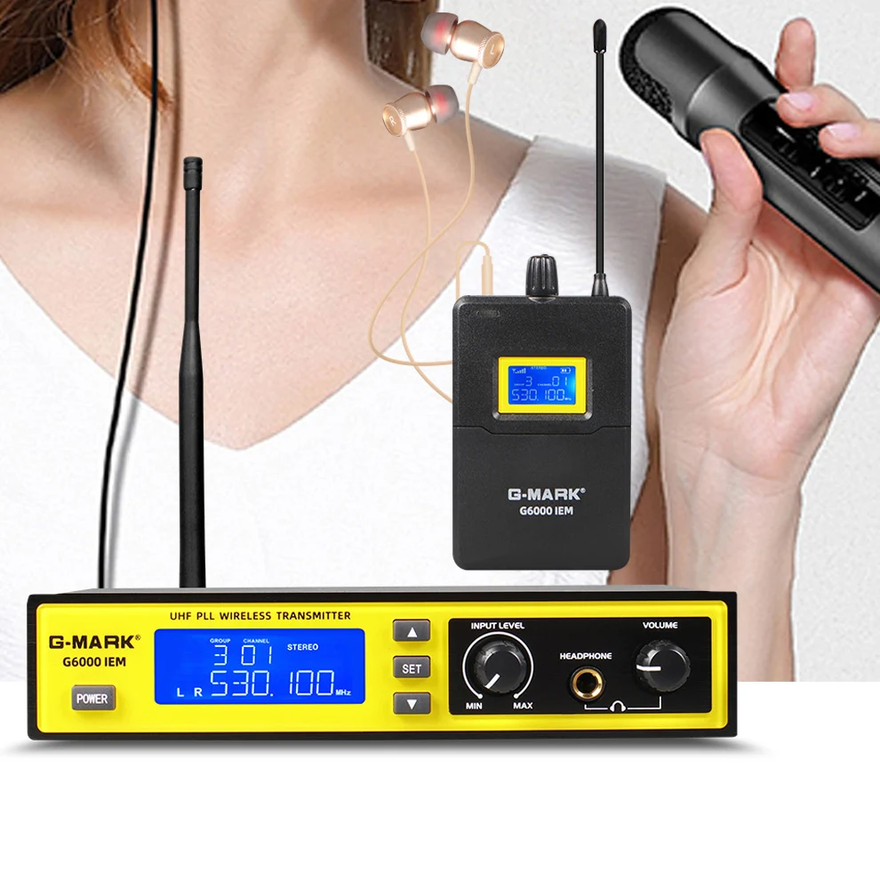 G-MARK G6000 IEM UHF Professional Stereo Wireless In Ear Monitor System For Stage Performance
G-MARK G6000 IEM UHF Professional Stereo Wireless In Ear Monitor System For Stage Performance