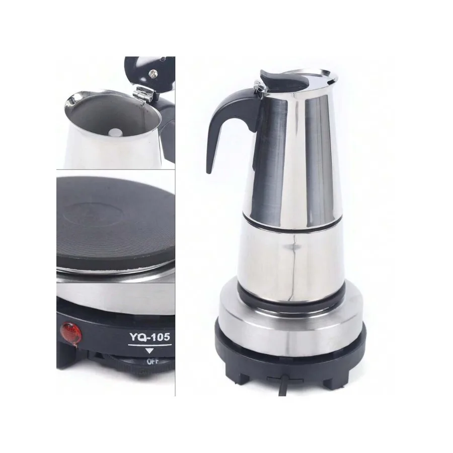 Rainaut 6Cups 300ml Stainless Steel Electric Moka Coffee Maker Pot Percolator, 110V
Rainaut 6Cups 300ml Stainless Steel Electric Moka Coffee Maker Pot Percolator, 110V