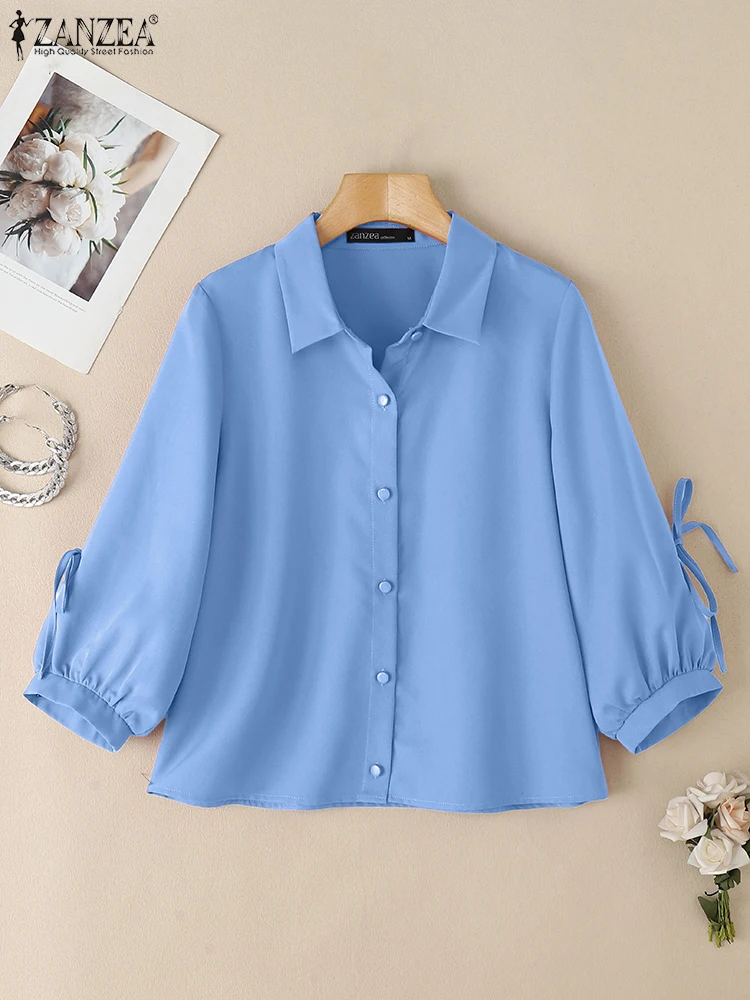 ZANZEA 2025 Fashion Office Work Tops Turn-Down Colar Summer Woman Solid Shirts 3/4 Lantern Sleeve Casual Chic Chemises Femme
ZANZEA 2025 Fashion Office Work Tops Turn-Down Colar Summer Woman Solid Shirts 3/4 Lantern Sleeve Casual Chic Chemises Femme