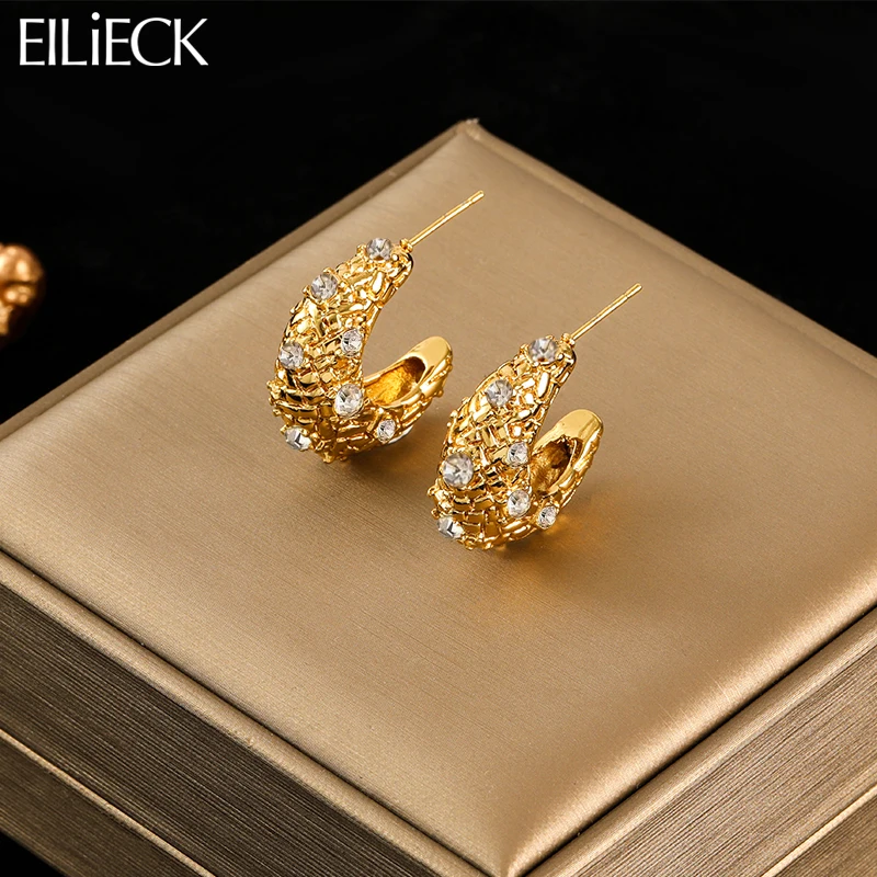 EILIECK 316L Stainless Steel White Zircon Pleated C-shaped Stud Earrings For Women Fashion Waterproof Ear Jewelry Gift Bijoux
EILIECK 316L Stainless Steel White Zircon Pleated C-shaped Stud Earrings For Women Fashion Waterproof Ear Jewelry Gift Bijoux