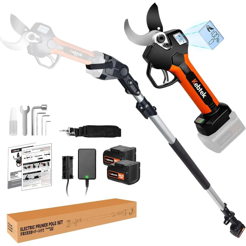2 In 1 Electric Pruning Shears 40MM, Cordless Pruner with Extension Pole 18V Brushless Motor 2Pack 2AH Rechargeable Battery-LCD
2 In 1 Electric Pruning Shears 40MM, Cordless Pruner with Extension Pole 18V Brushless Motor 2Pack 2AH Rechargeable Battery-LCD