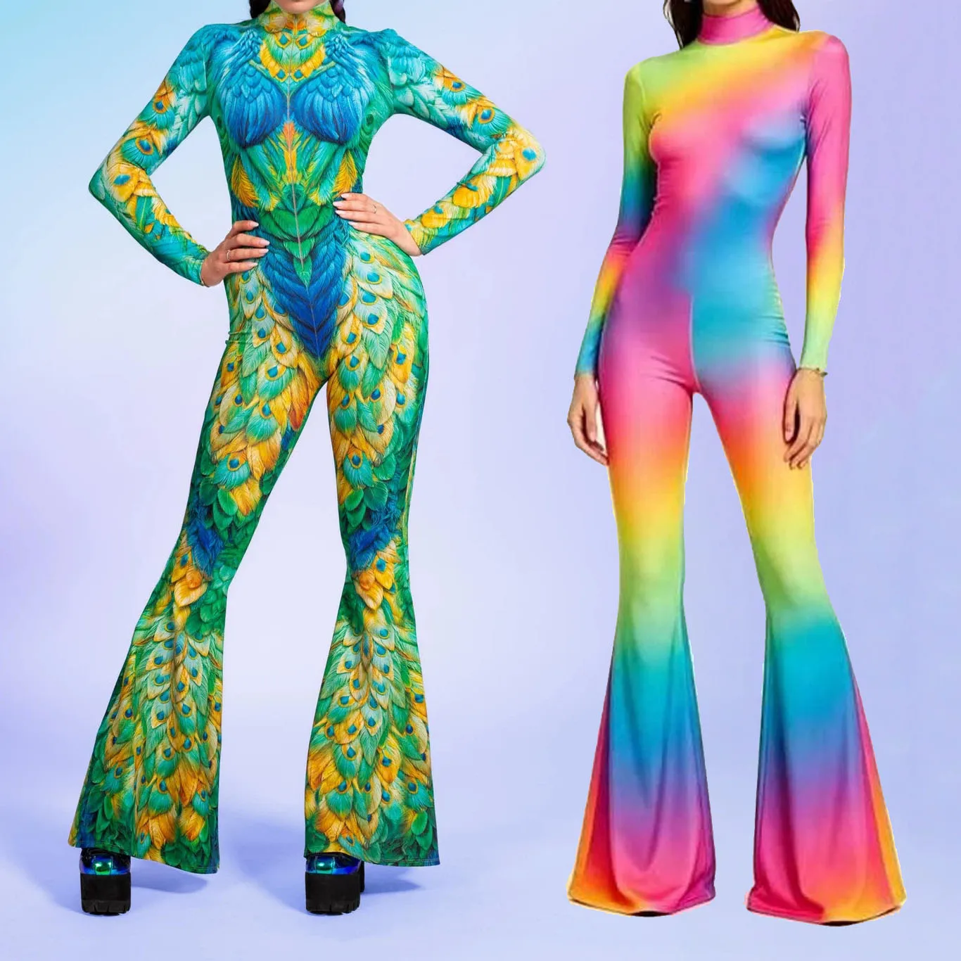 Peacock Rainbow Gradient Jumpsuit Women Music Festival Cosplay Geometric Print Bodysuit Halloween Party Stage Performance Outfit
Peacock Rainbow Gradient Jumpsuit Women Music Festival Cosplay Geometric Print Bodysuit Halloween Party Stage Performance Outfit