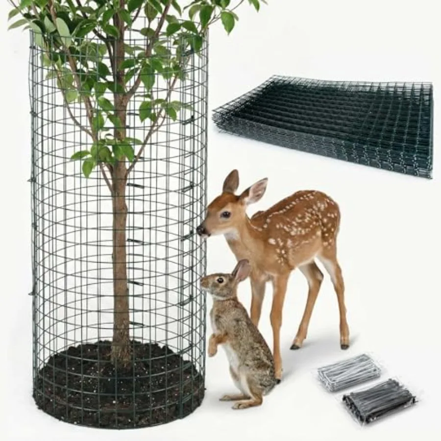 Garden application, heavy-duty metal mesh, black, extra tall 12x24 plant protectors with stakes for deer and rabbit prevention
Garden application, heavy-duty metal mesh, black, extra tall 12x24 plant protectors with stakes for deer and rabbit prevention