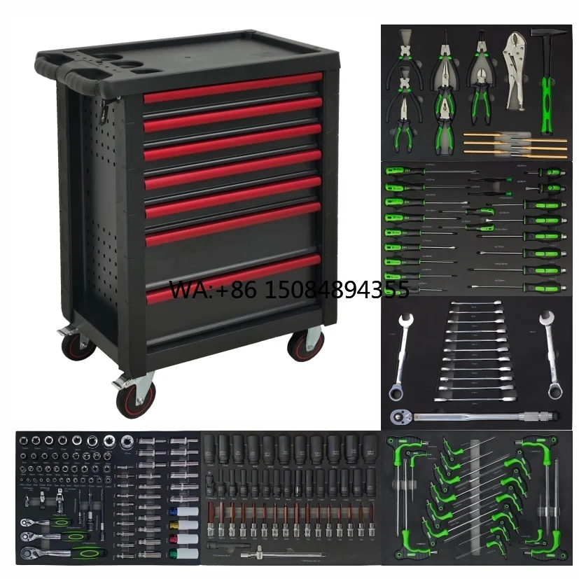 Professional 7-Drawer Steel Tool Cabinet with 201-Piece Tool Set & Plastic Top OEM Waterproof & Portable
Professional 7-Drawer Steel Tool Cabinet with 201-Piece Tool Set & Plastic Top OEM Waterproof & Portable
