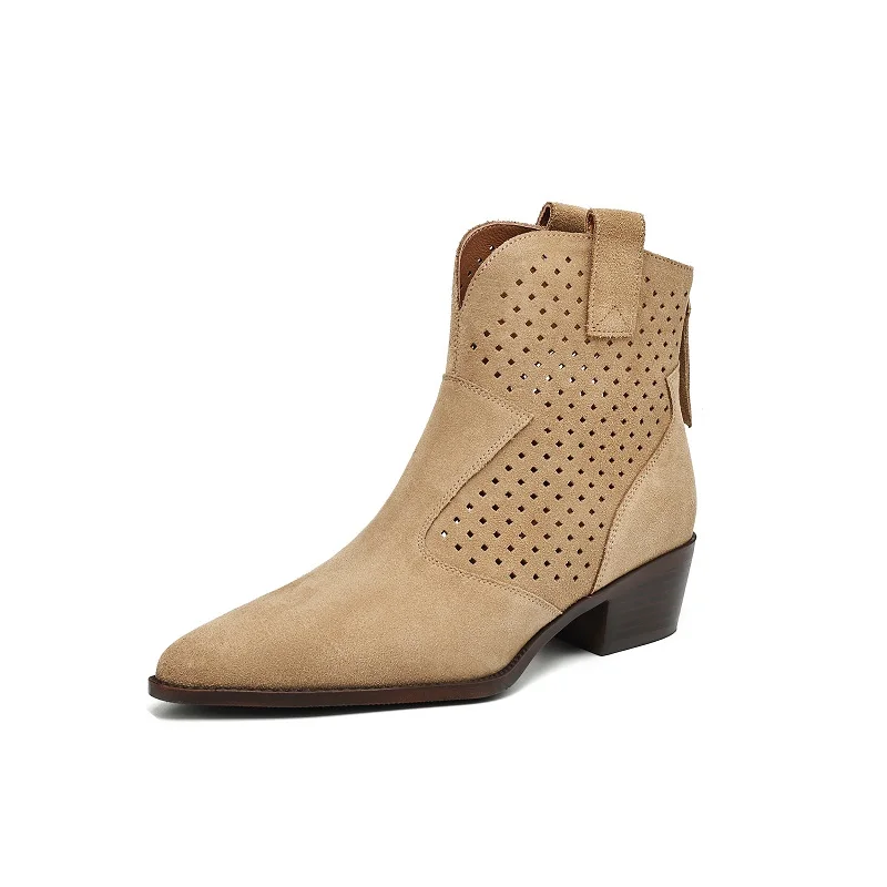 2025 Spring Summer Chelsea Boots for Woman Cow Suede Pointy Toe Wedge Heel Ankle Boots Cutouts Comfortable Cowboy Boots Female
2025 Spring Summer Chelsea Boots for Woman Cow Suede Pointy Toe Wedge Heel Ankle Boots Cutouts Comfortable Cowboy Boots Female