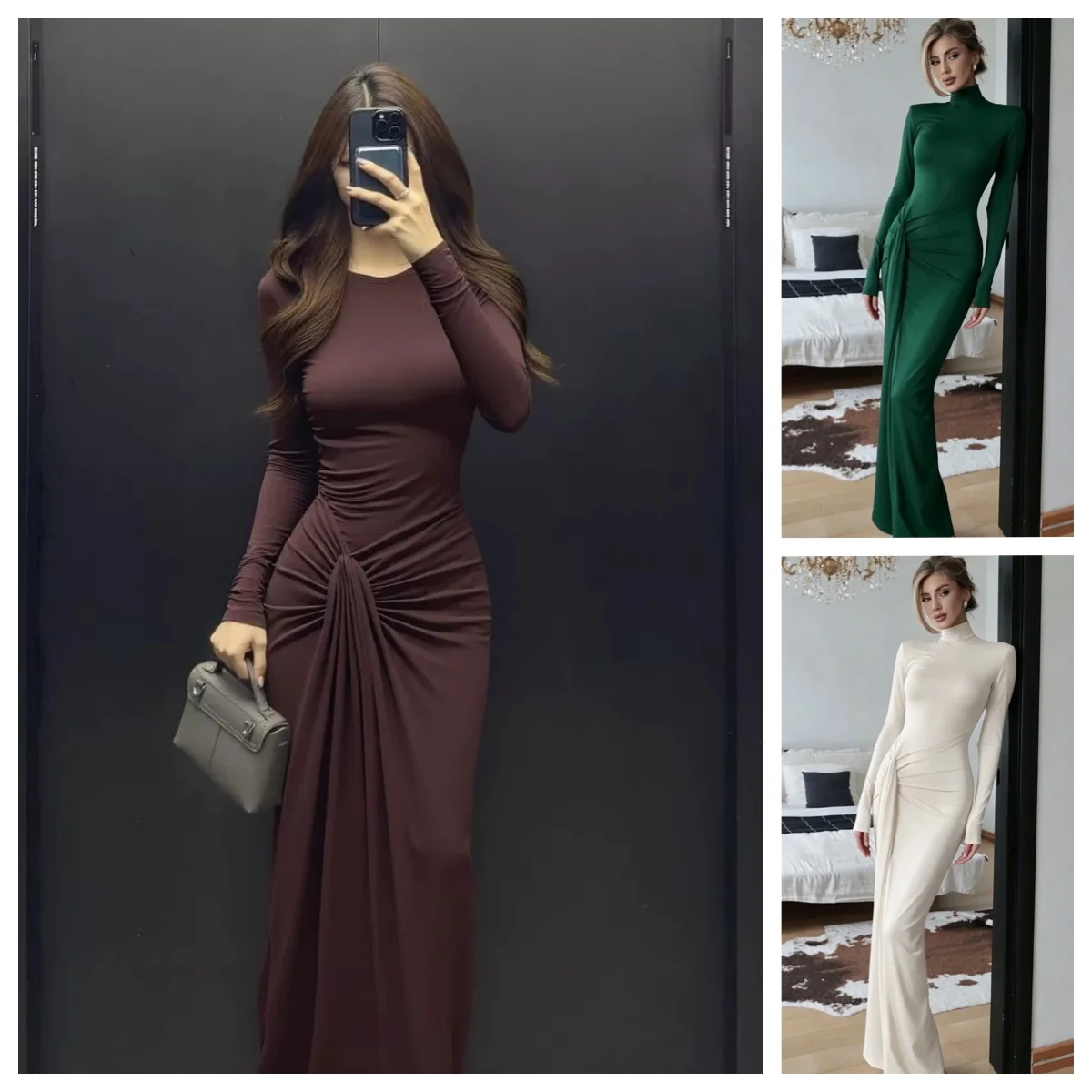 Elegant Turtleneck Thigh High Split Sexy Maxi Party Dresses For Women Fashion Long Sleeve Draped Bandage Bodycon Club Long Dress
Elegant Turtleneck Thigh High Split Sexy Maxi Party Dresses For Women Fashion Long Sleeve Draped Bandage Bodycon Club Long Dress