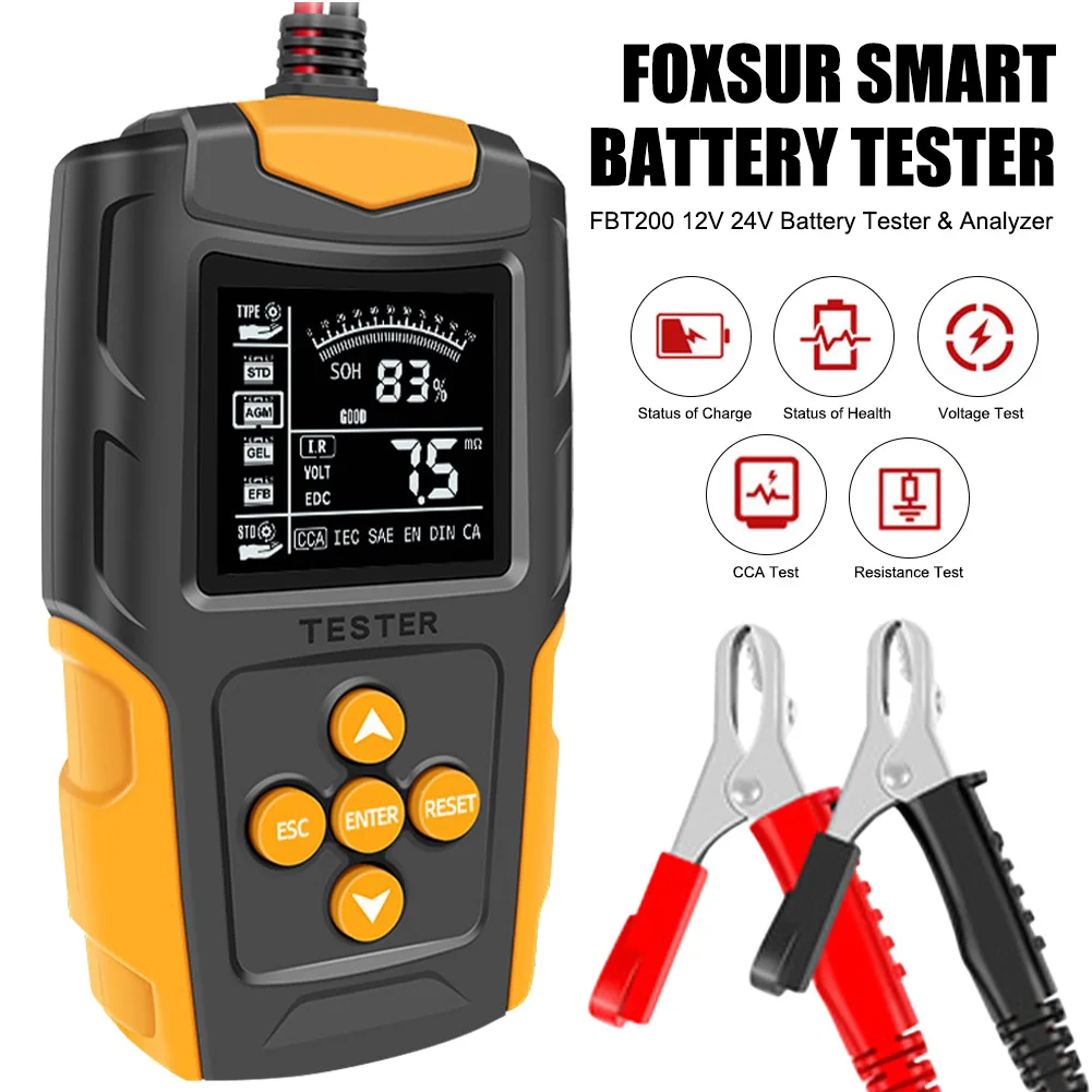 12V/24V CCA Car Battery Tester 3Ah-200Ah Battery Analyzer Digital Charging Cranking System Tester for Car Motorcycle Truck Boat
12V/24V CCA Car Battery Tester 3Ah-200Ah Battery Analyzer Digital Charging Cranking System Tester for Car Motorcycle Truck Boat