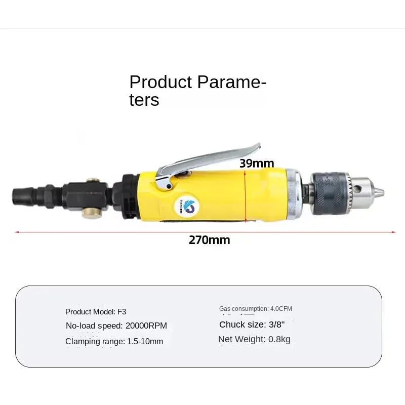 SUBAO 38" Pneumatic Air Drill High-speed Brushless Type Air Drill Tools For Wood Hole DIY Drilling Tool 4121 Straight Handheld H
SUBAO 38" Pneumatic Air Drill High-speed Brushless Type Air Drill Tools For Wood Hole DIY Drilling Tool 4121 Straight Handheld H