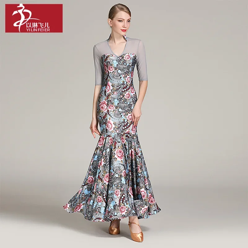 lady half sleeve floral waltz dancing dress woman stand collar print ballroom dancing dress
lady half sleeve floral waltz dancing dress woman stand collar print ballroom dancing dress