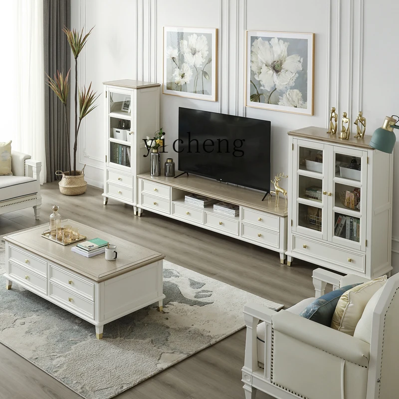 Solid Wood Modern Minimalist Small Apartment Living Room Furniture American Style TV Cabinet and Coffee Table Set
Solid Wood Modern Minimalist Small Apartment Living Room Furniture American Style TV Cabinet and Coffee Table Set