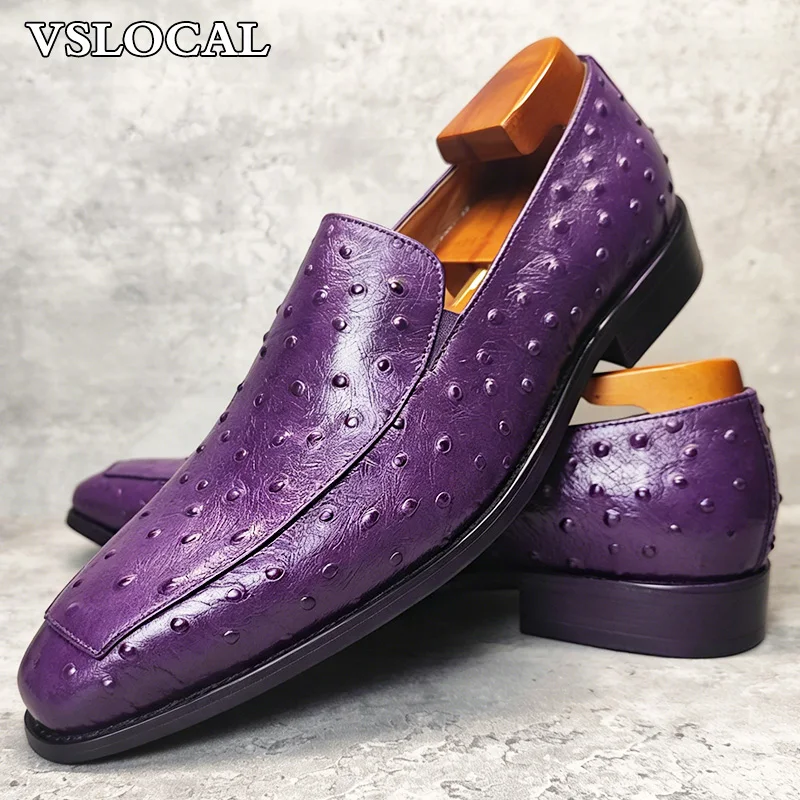 Classic Luxury Genuine Leather Men's Loafers Slip On Ostrich Prints Casual Mens Dress Shoes Purple Black Loafers For Men
Classic Luxury Genuine Leather Men's Loafers Slip On Ostrich Prints Casual Mens Dress Shoes Purple Black Loafers For Men