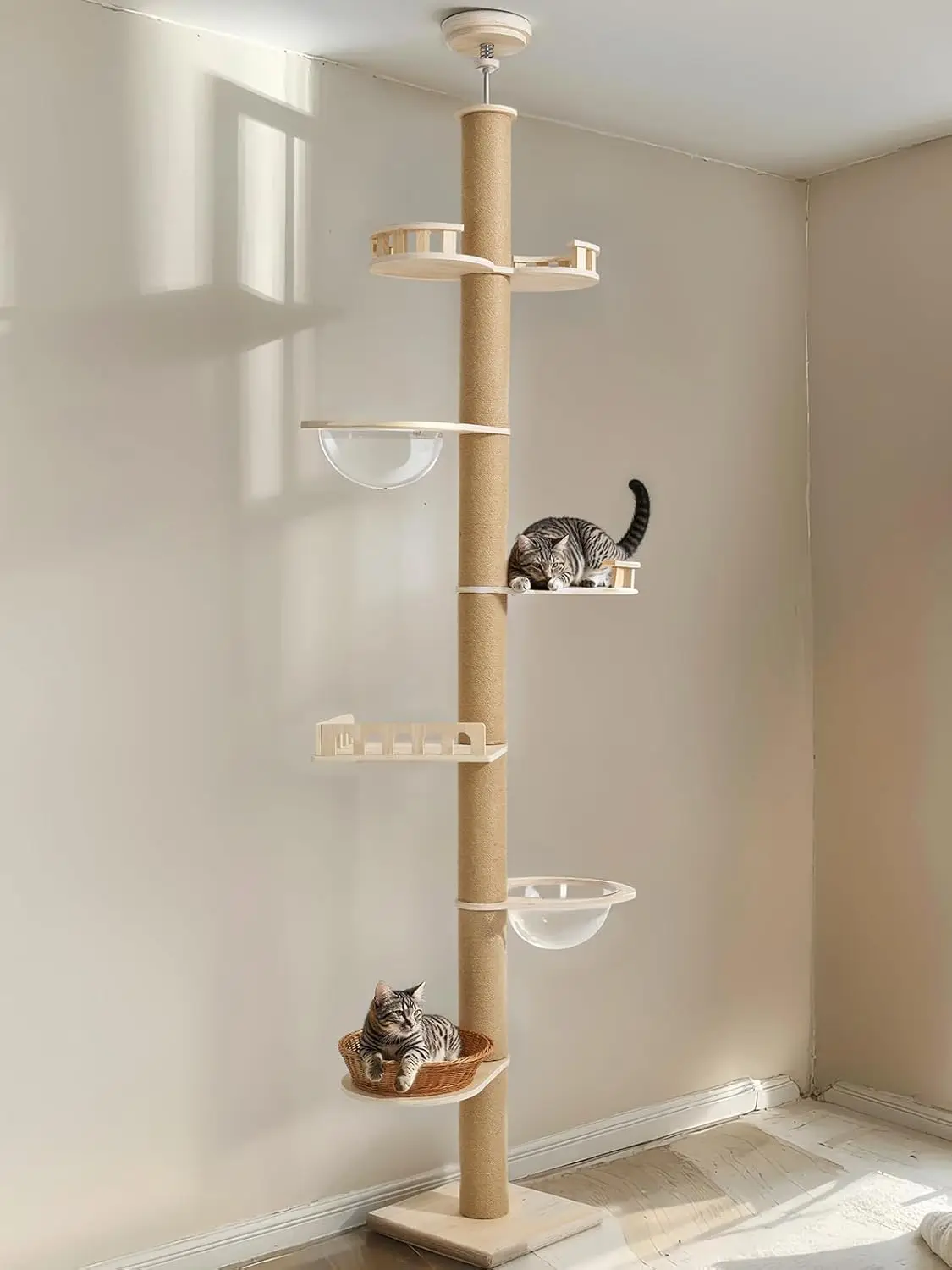 Adjustable Floor-to-Ceiling Cat Tree with 4.3" Thick Posts, 6-Level Playhouse for Indoor Cats
Adjustable Floor-to-Ceiling Cat Tree with 4.3" Thick Posts, 6-Level Playhouse for Indoor Cats