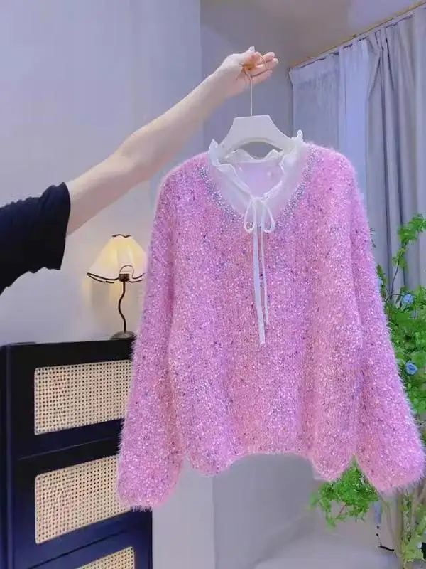 Шикарный свободный вязаный свитер женский Sweet Sle V-Ne ort Sve Топ мягкий уютный осенне-зимний новый дизайн корейская внутренняя одежда
Шикарный свободный вязаный свитер женский Sweet Sle V-Ne ort Sve Топ мягкий уютный осенне-зимний новый дизайн корейская внутренняя одежда