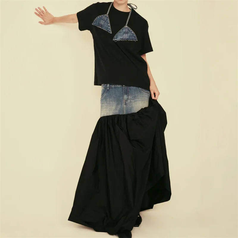 Women's skirt 2024 Summer New in denim contrasting patchwork Women's half skirt Retro washed cotton Long skirt y2k Jeans skirt
Women's skirt 2024 Summer New in denim contrasting patchwork Women's half skirt Retro washed cotton Long skirt y2k Jeans skirt