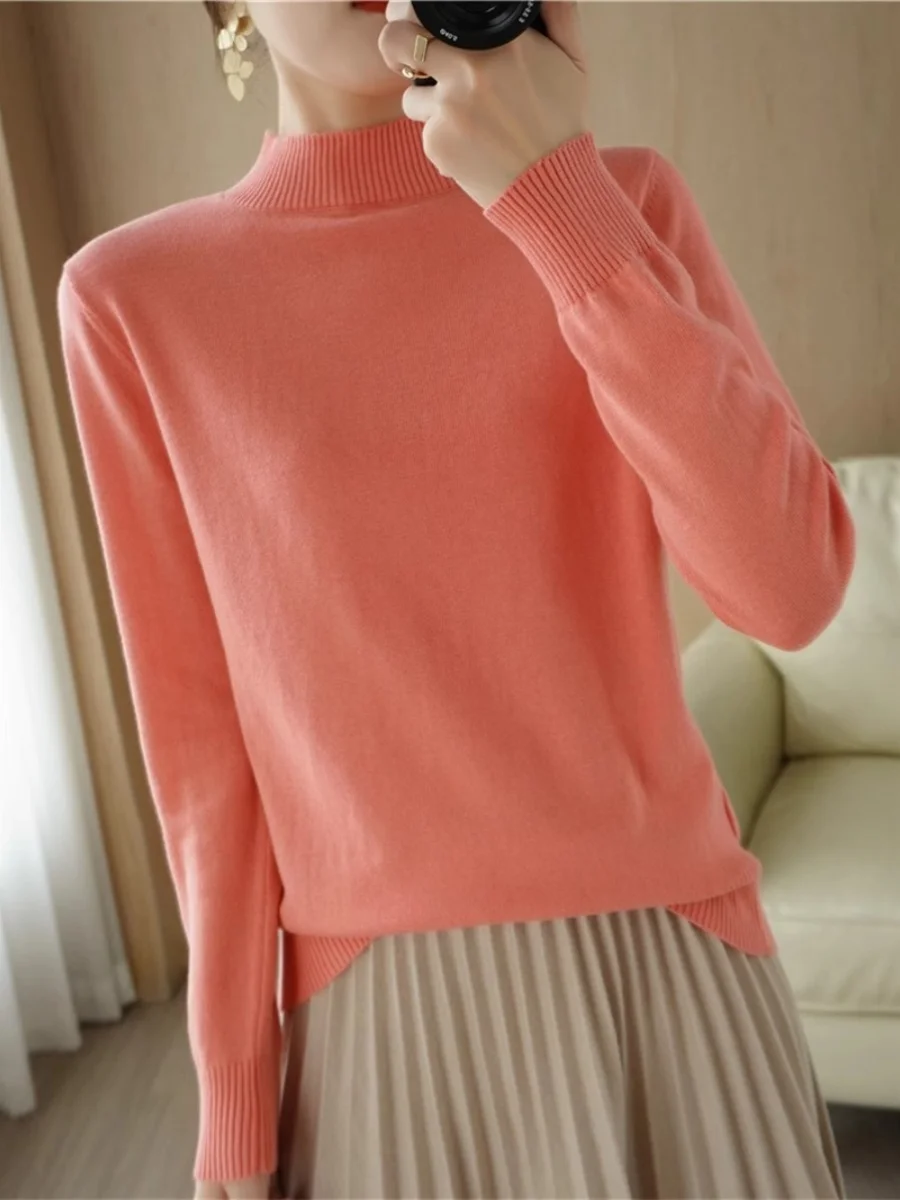 Pure Cotton Long Sve Pullover Knitwear ort Sle f High Collar Women's Color Loose Korean Version Online irt
Pure Cotton Long Sve Pullover Knitwear ort Sle f High Collar Women's Color Loose Korean Version Online irt