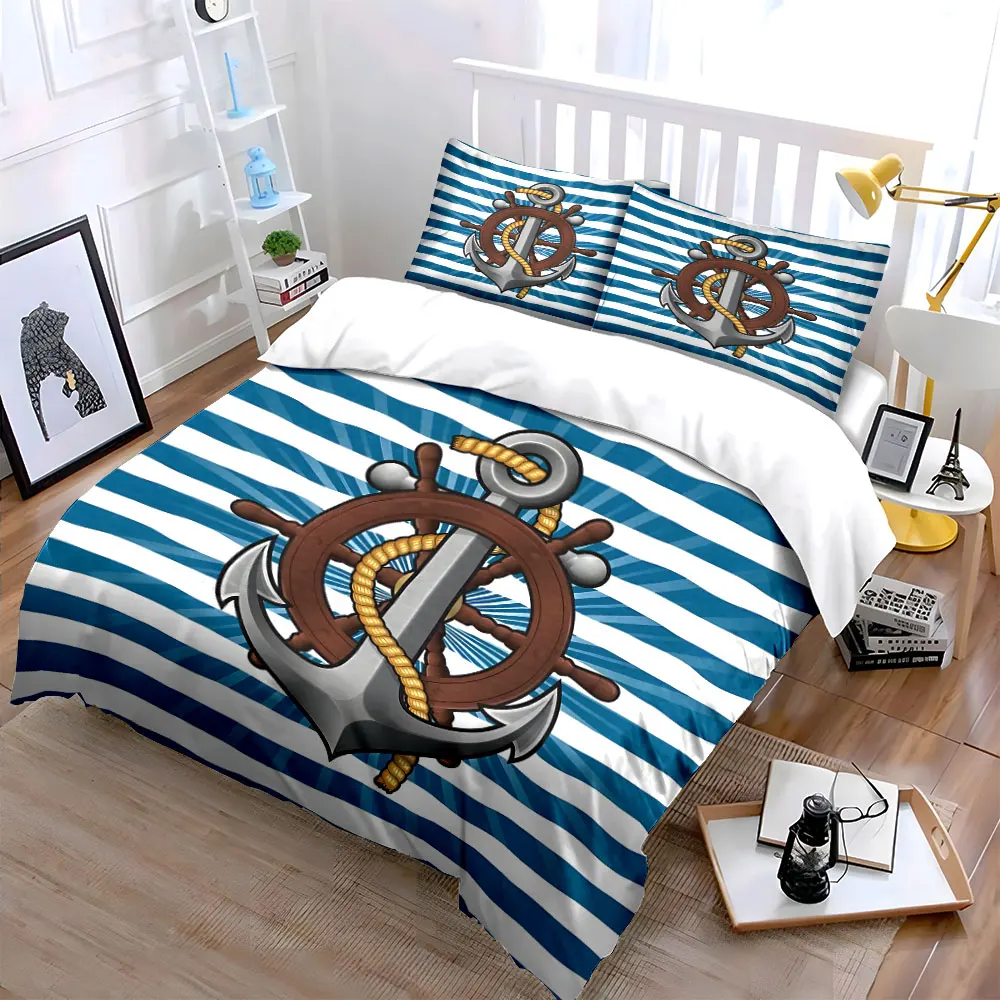 Nautical-Themed Anchor and Wheel Set Exquisite three-piece bedding set gift for kids and adults
Nautical-Themed Anchor and Wheel Set Exquisite three-piece bedding set gift for kids and adults