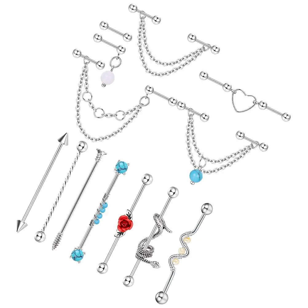 13Pcs Silver Earrings Industrial Barbell Ear Studs For Girls Piercing Set Blue Turquoise Women Girls Accessories
13Pcs Silver Earrings Industrial Barbell Ear Studs For Girls Piercing Set Blue Turquoise Women Girls Accessories