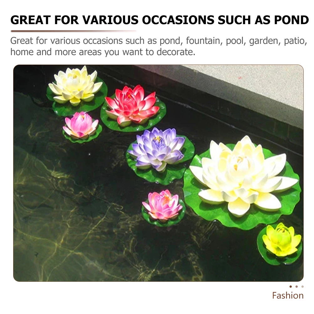 8 Pcs Artificial Lotus Pond Float Decoration Pool Decorative Props Wedding Water Lily Floating Ornaments Plastic Flower
8 Pcs Artificial Lotus Pond Float Decoration Pool Decorative Props Wedding Water Lily Floating Ornaments Plastic Flower