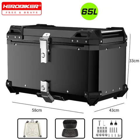 Universal Motorcycle Top Box Case 36L-65L Aluminum Luggage Tail Box Waterproof Storage For Scooter Motorcycle Accessories