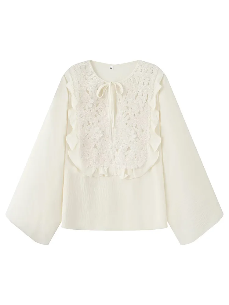 SIYANG женская мода бежевый бант на шнуровке ажурный пуловер блузка винтажная с круглым вырезом и длинными рукавами женские шикарные женские рубашки 
SIYANG женская мода бежевый бант на шнуровке ажурный пуловер блузка винтажная с круглым вырезом и длинными рукавами женские шикарные женские рубашки