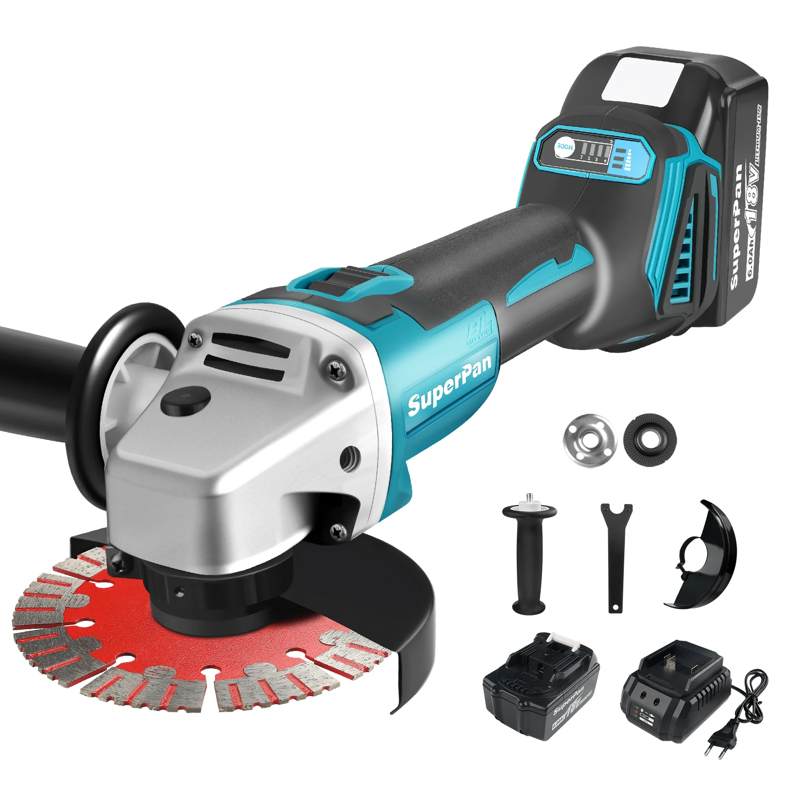 SuperPan Power tools rechargeable machine Angle grinder404 speed regulation and cutting Electric Tools for Makita battery
SuperPan Power tools rechargeable machine Angle grinder404 speed regulation and cutting Electric Tools for Makita battery