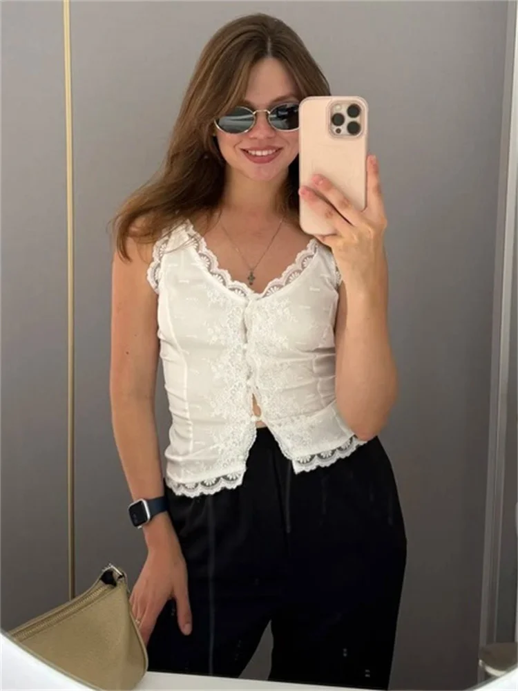 Tossy White Lace Backless Camisole Top For Women Printed Hollow Out Patchwork Commute Spaghetti Vest Top Female Sexy Cropped Top
Tossy White Lace Backless Camisole Top For Women Printed Hollow Out Patchwork Commute Spaghetti Vest Top Female Sexy Cropped Top