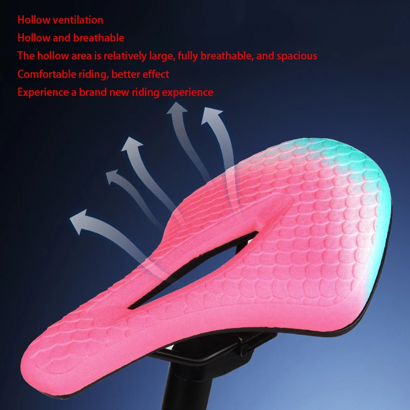 Cool Ride! Ventilated Mountain Bike Saddle with Pink Gradient Design - Stay Comfy & Cool
Cool Ride! Ventilated Mountain Bike Saddle with Pink Gradient Design - Stay Comfy & Cool