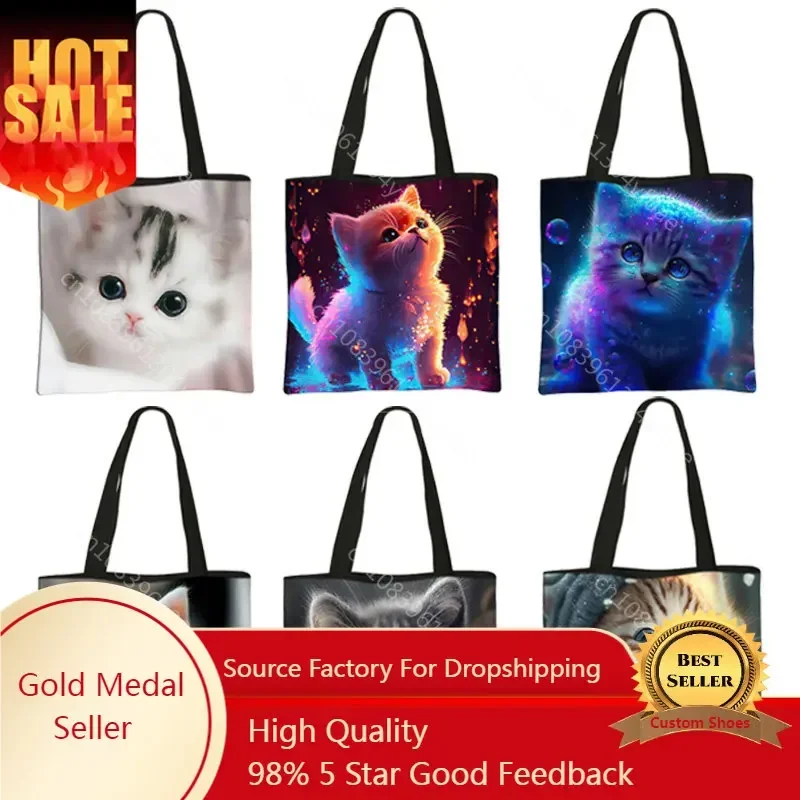 Cute Cat Print Tote Bag Kitten Shopping Bag Felinae/Siamese Cat Handbag Shoulder Large Capacity Totes Shopper Bag
Cute Cat Print Tote Bag Kitten Shopping Bag Felinae/Siamese Cat Handbag Shoulder Large Capacity Totes Shopper Bag