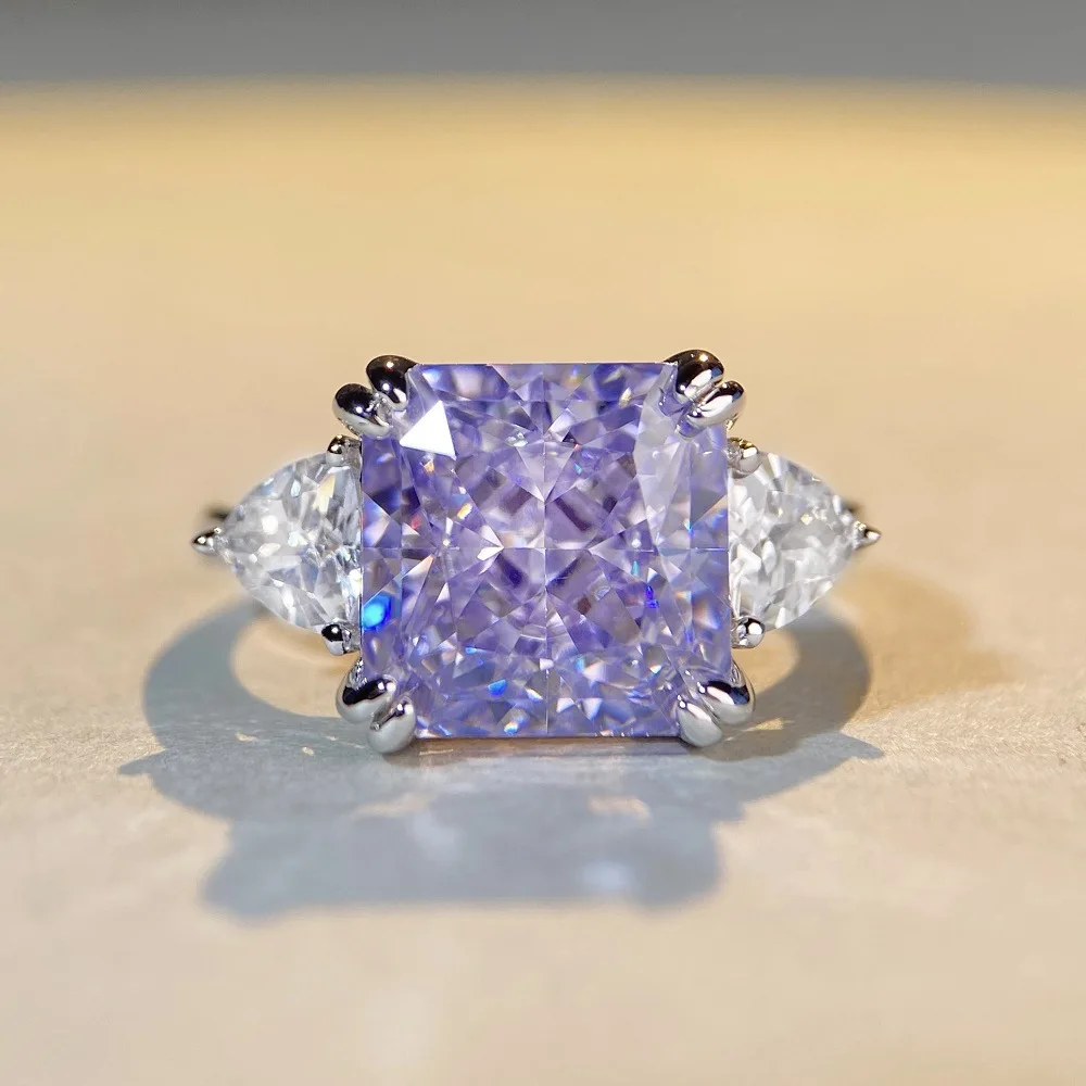 PT950 platinum ring for women, lavender purple diamond high stiletto finger ring, Radiant Cut zirconium stone ring
PT950 platinum ring for women, lavender purple diamond high stiletto finger ring, Radiant Cut zirconium stone ring