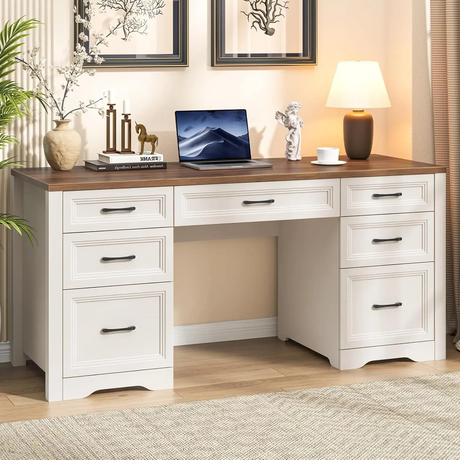 Farmhouse Executive Desk Wooden Home Office Desk Two Large File Drawers Five Storage Cabinets Rustic Writing Desk Work Study Bro
Farmhouse Executive Desk Wooden Home Office Desk Two Large File Drawers Five Storage Cabinets Rustic Writing Desk Work Study Bro