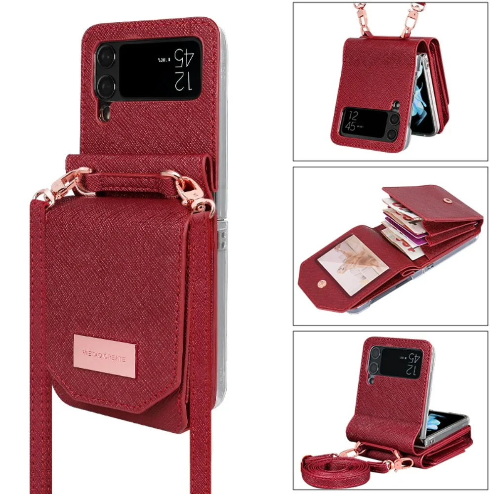 For Samsung Galaxy Z Flip 5 4 3 5G Case Elegant Plain Leather Multifunctional Wallet Card Bag Crossbody Strap Folding Back Cover
For Samsung Galaxy Z Flip 5 4 3 5G Case Elegant Plain Leather Multifunctional Wallet Card Bag Crossbody Strap Folding Back Cover