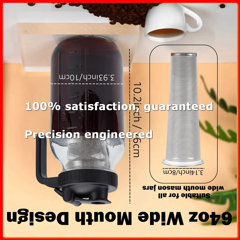 Cold Brew Coffee Maker 64Oz Cold Brew Pitcher with Stainless Steel Super Dense Filter for Iced Brew Coffee, Ice Tea-B-ROWI
Cold Brew Coffee Maker 64Oz Cold Brew Pitcher with Stainless Steel Super Dense Filter for Iced Brew Coffee, Ice Tea-B-ROWI