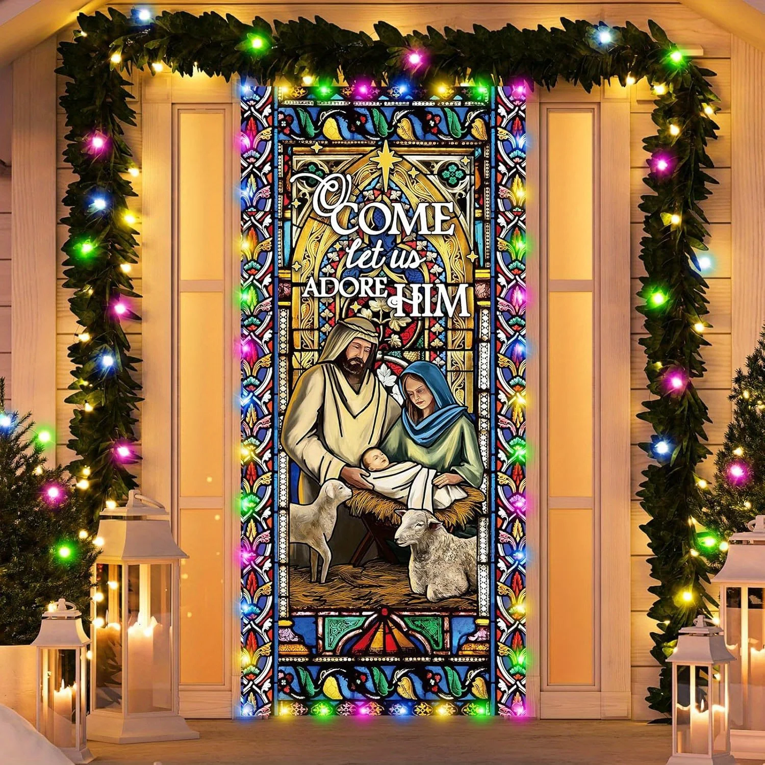 Christmas Nativity Scene Door Cover with String Lights Christmas Religious Door Cover Manger Scene Nativity Banner 79 x 36 Inch
Christmas Nativity Scene Door Cover with String Lights Christmas Religious Door Cover Manger Scene Nativity Banner 79 x 36 Inch