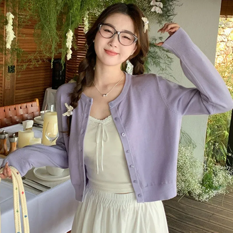New Long Sleeve Knitted Sweater Women Cardigans Sueters De Mujer O-Neck Short Knit Sweater Cardigan Women Tops Knitwears Q3613
New Long Sleeve Knitted Sweater Women Cardigans Sueters De Mujer O-Neck Short Knit Sweater Cardigan Women Tops Knitwears Q3613