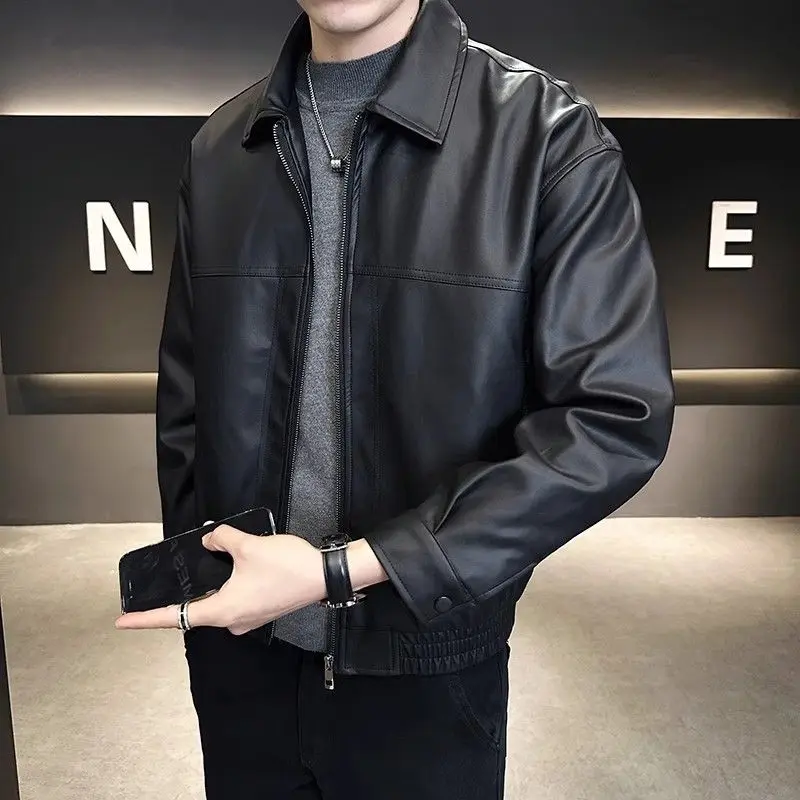 Slim Fit Biker Sle Men's Leather Jaet Spring Faion High-End Sensation Cool And Haome Motorcycle Vintage Leather Coat
Slim Fit Biker Sle Men's Leather Jaet Spring Faion High-End Sensation Cool And Haome Motorcycle Vintage Leather Coat