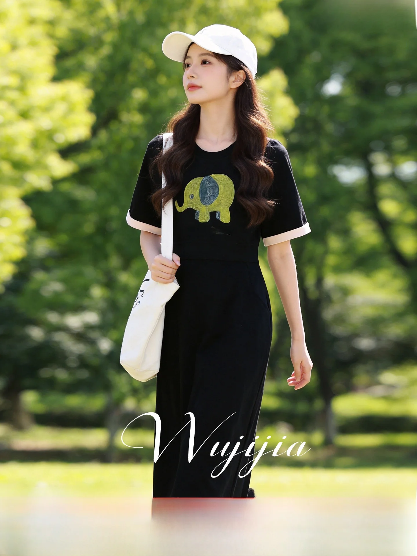 Large Size Casual Anti-Aging Color Block Sleeve Cartoon Elephant Print Dress Five Seasons Home Polyester Fiber Spring Dress
Large Size Casual Anti-Aging Color Block Sleeve Cartoon Elephant Print Dress Five Seasons Home Polyester Fiber Spring Dress