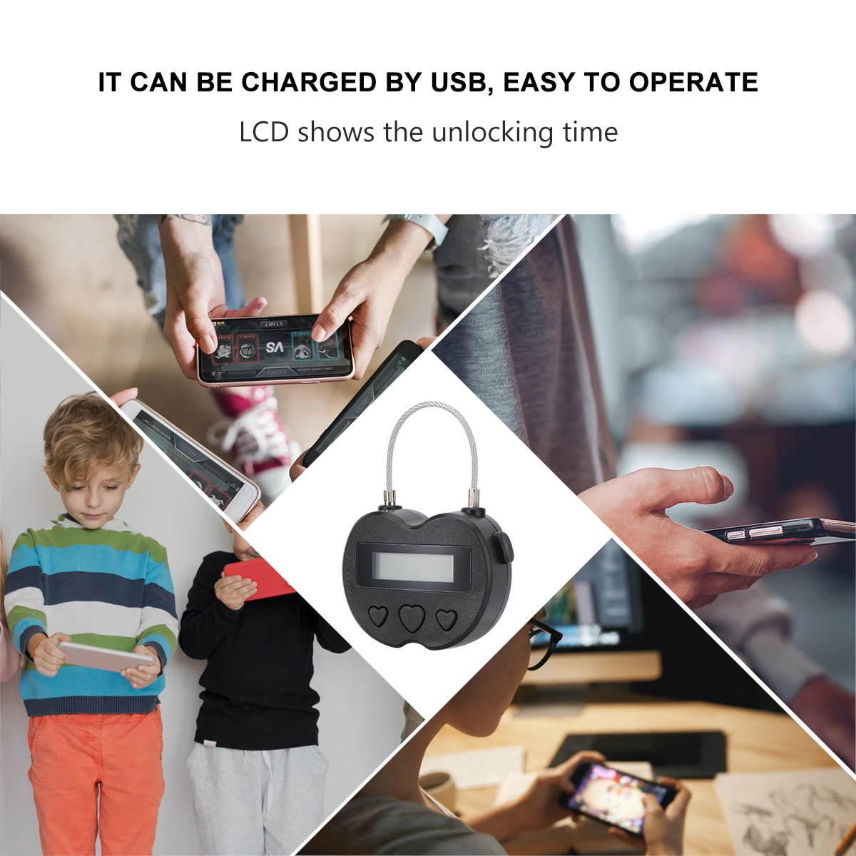 1pc Electronic Lock With Metal Wire Rope Lcd Display Usb Charging Timing Function Durable Door Lock For Study Workout
1pc Electronic Lock With Metal Wire Rope Lcd Display Usb Charging Timing Function Durable Door Lock For Study Workout