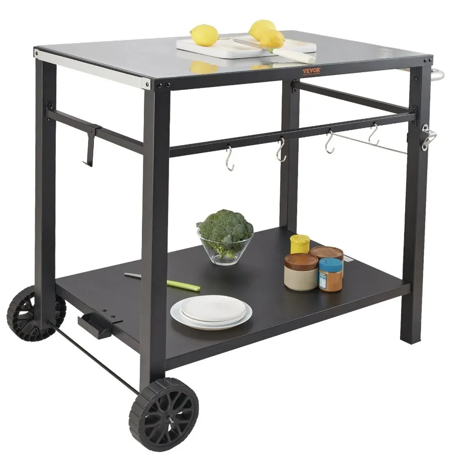 Outdoor Grill Dining Cart with Double-Shelf BBQ Movable Food Prep Table Multifunctional Iron Table Top Portable Modular Carts
Outdoor Grill Dining Cart with Double-Shelf BBQ Movable Food Prep Table Multifunctional Iron Table Top Portable Modular Carts