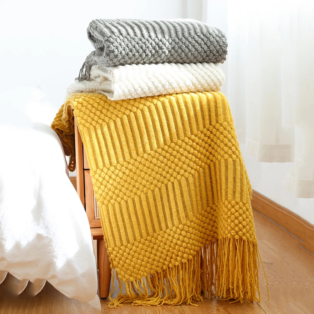 Nordic Pure Color Sofa Blanket Beanie Cover Blanket Tassel Knitted Shawl Blankets Bed End Cloth Cover Blankets Bed Towels Summer 
Nordic Pure Color Sofa Blanket Beanie Cover Blanket Tassel Knitted Shawl Blankets Bed End Cloth Cover Blankets Bed Towels Summer