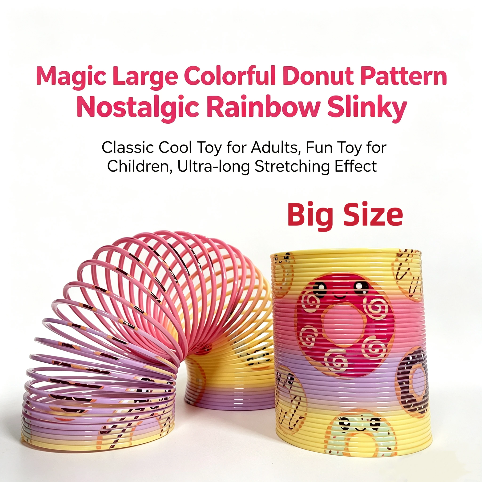 Classic Large 3.94" Donut Pattern Rainbow Spring Toy, Interesting Toy for Kids and Adults
Classic Large 3.94" Donut Pattern Rainbow Spring Toy, Interesting Toy for Kids and Adults