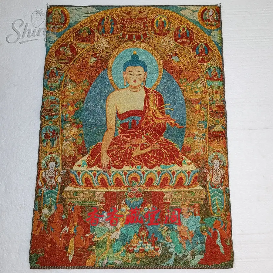 35.4″ Sakyamuni Buddha Brocade Tibetan Tangka Embroidery Painting Gold Thread Embroidery Decorative Hanging Pictures
35.4″ Sakyamuni Buddha Brocade Tibetan Tangka Embroidery Painting Gold Thread Embroidery Decorative Hanging Pictures