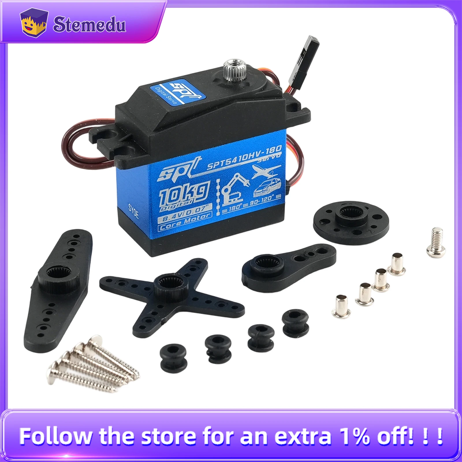 SPT5410HV-180 10kg 8.4V High Torque Digital Servo 180 Degree Drift Vehicle Aircraft Robot Servos For RC Car BAJA RC Truck Part
SPT5410HV-180 10kg 8.4V High Torque Digital Servo 180 Degree Drift Vehicle Aircraft Robot Servos For RC Car BAJA RC Truck Part