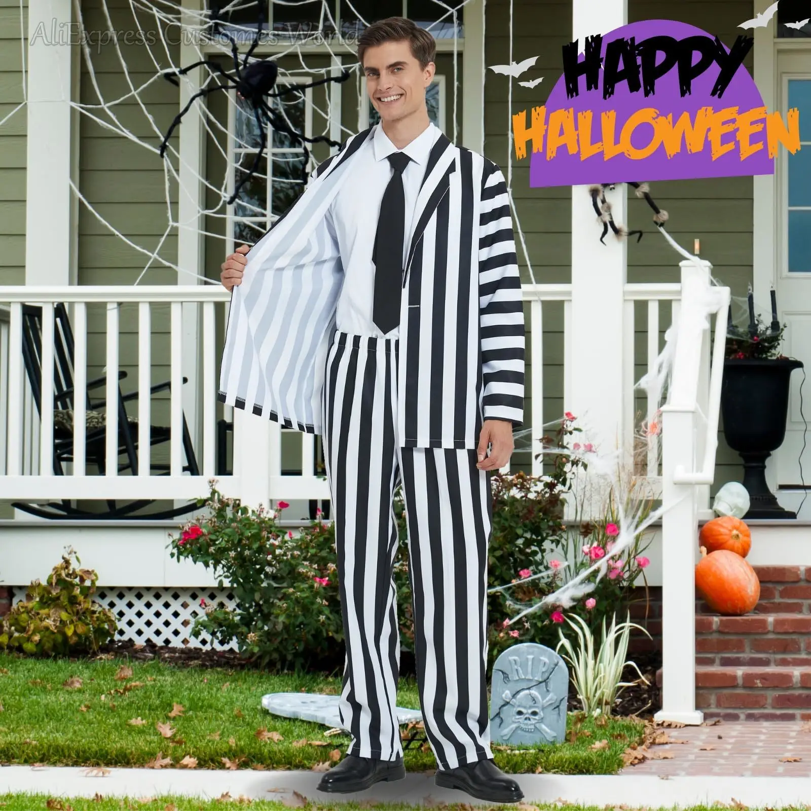 Anime Juice Michael Movie Beetle Men Black White Stripes Suit Pants Master Cosplay Costume Halloween Performance For Women Men
Anime Juice Michael Movie Beetle Men Black White Stripes Suit Pants Master Cosplay Costume Halloween Performance For Women Men